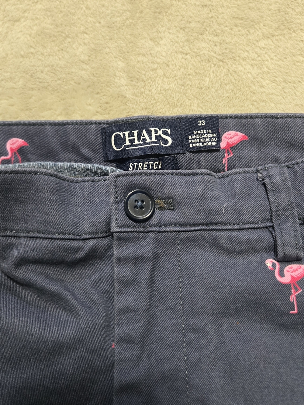 Chaps Chino Shorts Flamingo All-over Print Mens Size 33 Beach Preppy - Picture 3 of 7